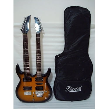 Ktone Guitare Électrique à Double Cou 6/7 Cordes avec Sac de Concert Rembourré, Sunburst