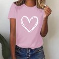 thumbnail image 1 of Meichang T-Shirts de la Saint-Valentin pour Femmes Hauts Mignons T-Shirts à Motif de Cœur Hauts de Fête Manches Courtes Blouses Décontractées de Printemps Col Rond Chandails à Enfiler, 1 of 6