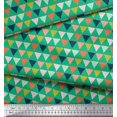 thumbnail image 3 of Soimoi Green Japan Crepe Satin Fabric Triangle Geometric Decor Fabric Printed Yard 42 Inch Wide, 3 of 3