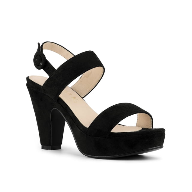 BLISSFUL STEP Women's Slingback Platform Chunky Heeled Sandals