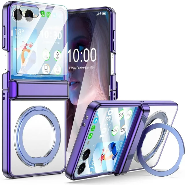 Case for Galaxy Z Flip 7, Compatible with MagSafe, Built-in Kickstand & Screen Protector & Hinge Protection, Slim Protective Phone Case Plating Cover for Samsung Galaxy Z Flip 7