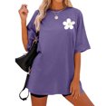 thumbnail image 2 of Pompotops Mode Femmes Décontracté Blouse à Boutons Patchwork T-Shirt à Manches Courtes Hauts d'Été Liquidation, 2 of 7