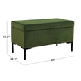 thumbnail image 4 of HomePop 17.5" Medium Modern Velvet Fabric Storage Bench with Metal Legs in Green, 4 of 12