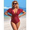 thumbnail image 3 of Charmo Ruched One Piece Swimsuits for Womens Cut Out Ruffle Bathing Suit Tummy Control Swimsuit, 3 of 6