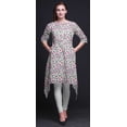 thumbnail image 2 of Bimba Kurti Asymétrique Blanc à Imprimé Floral de Bourgeons de Magnolia pour Femmes, Robe Tunique d'Été Indienne XSmall, 2 of 6