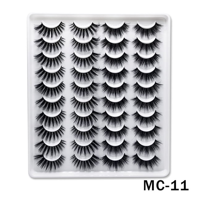 False Eyelashes Faux Mink Lashes 20 Pairs Long Dramatic Fluffy Volume Natural Fake Eyelashes Value Pack MC-11