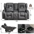 thumbnail image 2 of IPKIG Loveseat Recliner Sofa, Double Manual Recliner RVs Sofa with Storage Console, Side Pockets Cup Holder, Wingback Loveseat Reclining Couch for Living Room, Bedroom, RVs,Dark Gray, 2 of 7