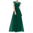 thumbnail image 1 of Bigersell Robes d'Invitée de Mariage pour Femmes Été Femme Col Rond Manches Courtes Maxi Robe de Demoiselle d'Honneur Style D-108 Robes Mignonnes Robes d'Été Régulières, Vert P, 1 of 6