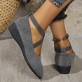 thumbnail image 4 of Commforr Chaussures Compensées à Enfiler pour Femmes, Bout Fermé, Confortables, Mode, Brides Élastiques à la Cheville, Ballerines à Enfiler, Chaussures de Robe pour Filles, Petites Gracieusetés, Mary, Habillées, Élégantes, Bride, Ballerine, Talon Compensé, Chaussures, Gris, 4 of 5