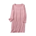 thumbnail image 1 of Kaemgyyd Chemises de Nuit à Manches Longues pour Femmes Grande Taille, Robe de Nuit Douce à Col Ras du Cou, Tenue de Détente, Chemises de Nuit Confortables, Vêtements de Nuit, 1 of 7