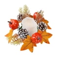 thumbnail image 1 of SLYNSHome Halloween Candle Rings Artificial Maple Leaf Mini Wreath Candle Holder Fall Autumns Thanksgiving Party Decoration, 1 of 7