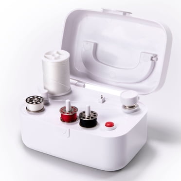 Bobineur de canettes universelles SINGER® pour machine à coudre – pour les canettes<br>de classe 15 et 15J - Simple et portative – alimenté avec des piles avec un adaptateur<br>compris, blanc
