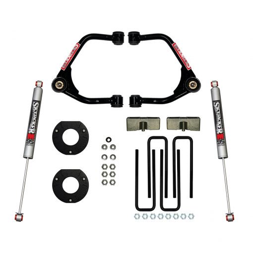 Skyjacker Suspensions Lift Kit Suspension C19350PM M95 Monotube; 3-1/2 Inch Front Lift; 2 Inch Rear Lift; With Rear Monotube Shock Absorbers; Black Components