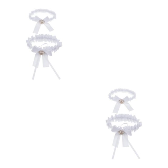 relayinert Beautiful Womens Lace Flower Leg Garter Belt Rings Exquisite and Charming White 33cm 2Set