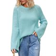 thumbnail image 2 of Dvkptbk Chandails pour Femmes Femmes Col Rond Uni Mode Tricot Ample Chandail Vêtements en Liquidation, 2 of 7