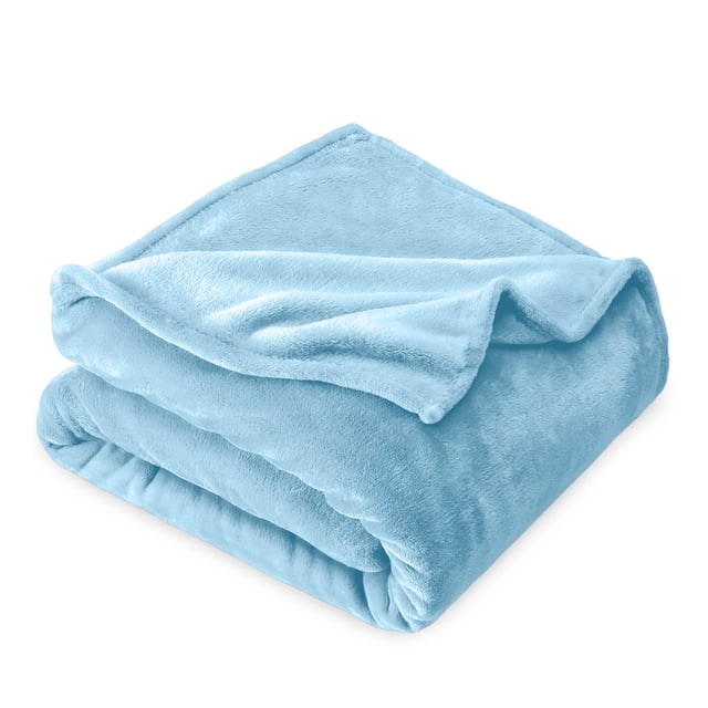 Bare Home Microplush Fleece Blanket - 300 GSM - Fuzzy Microfleece - Soft & Plush - King, Light Blue