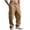 Khaki, variant on hoksml Men's Cargo Pants with Drawstring Waist Solid Color Casual Work Pants Elastic Waistband Multiple Pockets Straight Leg Trousers