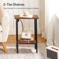 thumbnail image 4 of HOOBRO End Table with Charging Station, 2-Tier Narrow Side Table, Slim Bedside Table with Open Storage, Skinny Nightstand for Liv, 4 of 9