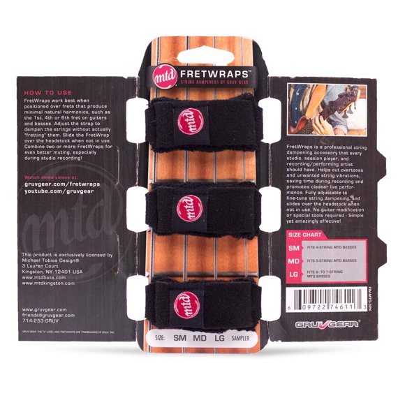 Gruv Gear MTD FretWraps Silencieux Lot de 3 (Noir, Petit) (FW-MTD-3PK-SM)