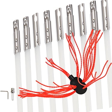 VEVOR Trousse de Ramoneur 30 Pieds, Système de Nettoyage de Cheminée avec 9 Tiges en Nylon Flexibles Relevables, Brosse de Nettoyage de Cheminée pour Conduit de Foyer, Fouet de Cheminée Tournant Inclus