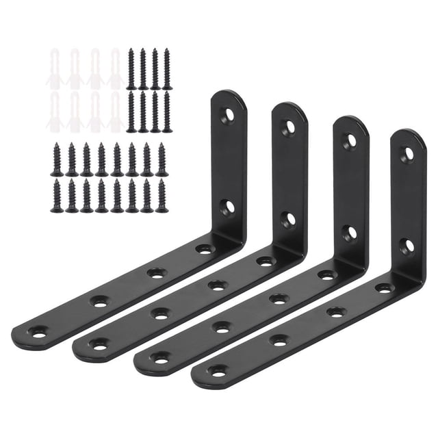EIMELI 4Pcs Heavy Duty Cast Iron Wall Mounted L Shaped Angle Shelf Brackets