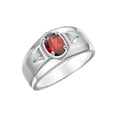 thumbnail image 3 of RYLOS Men's Rings Sterling Silver Classic 7X5MM Oval Gemstone & Diamond Ring Garnet January Birthstone Rings For Men, Men's Rings, Silver Rings, Size 10, 3 of 7