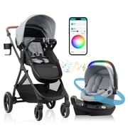 Evenflo Shyft Intuiti+ Travel System & Revolve180 LiteMax NXT Rotating Infant Car Seat with SensorySoothe (Car Seat Age 0-2 Years, Stroller 0-5 Years)