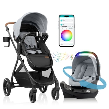 Evenflo Shyft Intuiti+ Travel System & Revolve180 LiteMax NXT Rotating Infant Car Seat with SensorySoothe (Car Seat Age 0-2 Years, Stroller 0-5 Years)