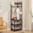 thumbnail image 1 of Feltree Coat Rack Freestanding Closet Organizer Hall Tree with 2 Storage Shelves Corner Storage Organizer for Entryway Bedroom, 1 of 8