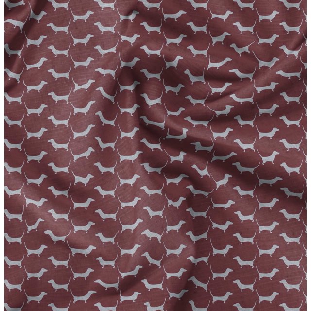 Soimoi Rayon Fabric Dachshund Dog Print Fabric by Yard 42 Inch Wide
