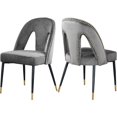 thumbnail image 1 of Meridian Furniture Akoya Velvet Dining Chair, Gray (Set of 2), 1 of 6