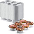 thumbnail image 1 of 10Pcs Disposable Cupcakes Baking Pans,6 Cup Aluminum Pans For Cupcakes,Muffins & Pie,Reusable Disposable Aluminum 6 Cavity Mini Muffin Foil Pans,Durable Aluminum 6 Cup Mini Muffin Pan, 1 of 8