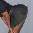 thumbnail image 4 of Women's Pleated Leather Skirt Basic Solid Versatile Stretchy Informal Skirt, 4 of 6