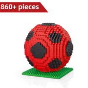 Soccer Building Blocks 860Pieces Micro Building Set STEM Educational Toy for Kids Ages 14+ Red Football Bricks for Gifts