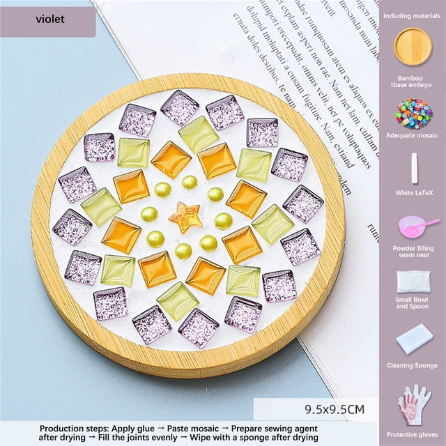 RKSTN Kitchen Utensils Set Kitchen Essentials Crafts Mosaicss Tile Set Wooden Cup Mats Mixed Color Mosaicss Set Crafts Pack 6ml Kitchen Decor