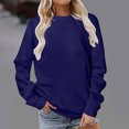 thumbnail image 2 of Dagegui Hauts Grande Taille pour Femmes Manches Longues Col Rond T-Shirt Couleur Unie Quotidien Tunique Chandail Bleu Foncé TG, 2 of 5