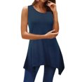thumbnail image 2 of thinsony T-shirt Sans Manches pour Femme à Col Rond Haut Uni Gilet Décontracté, Bleu Marine, m, 2 of 5