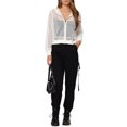 thumbnail image 2 of INSPIRE CHIC Ribbed Cuffs Jacket for Women Hoodie Mesh Bomber Jacket M White, 2 of 6