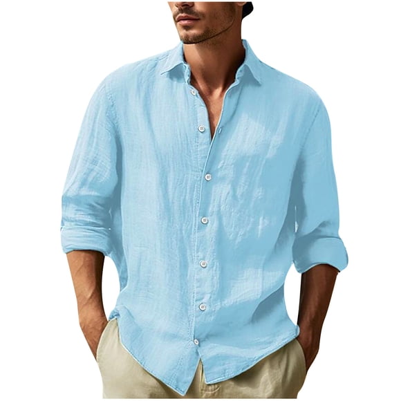 FAIWAD Men's Long Sleeve Shirts Casual Button Down Beach Quick Drying Tops Summer Lightweight Breathable Shirts