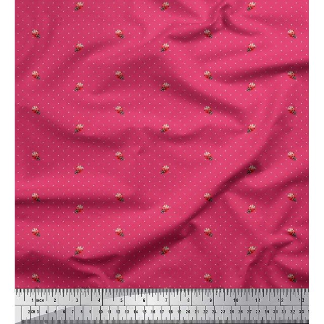 Soimoi Cotton Cambric Fabric Dot & Insect Fabric Prints by Yard 56 Inch Wide