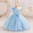 thumbnail image 2 of Robe Bébé Fille Robe Princesse pour Tout-Petits Robe de Fête Premier Anniversaire avec Broderie de Fleur 3D Robe Fille Bleu 5 Ans-6 Ans, 2 of 6