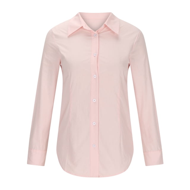 AherBiu Linen Shirts for Women Button down Long Sleeve Lapel Tops Work Office Classic Casual Solid Blouses
