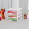 thumbnail image 4 of Sterilite ClearView Plastic Small 3 Drawer Desktop Storage Unit, White, 12 Pack, 4 of 11