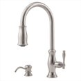 thumbnail image 1 of Pfister Hanover 1-Handle Pull-Down Kitchen Faucet with Soap Dispenser, Stainless Steel, 1 of 4
