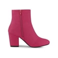 thumbnail image 3 of BLISSFUL STEP Bottines à Talon Bloc à Bout Rond pour Femmes avec Fermeture Éclair Latérale Rose Vif 7, 3 of 7