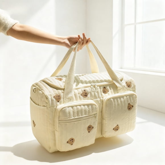 Usloyux Travel Diaper Bag, Portable Nappy Pouch with Multiple Compartments, Large Capacity Little One Bag for Daily Commuting, Shopping Trips, and Family Outings, Ergonomic Design for Even Weight
