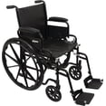 thumbnail image 1 of ProBasics Fauteuil Roulant Standard - Accoudoirs de Bureau à Dossier Rabattable - Capacité de Poids de 250 Livres - Noir - Repose-Pieds à Bascule - Siège 16 Pouces x 16 Pouces, 1 of 4