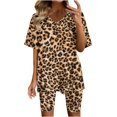 thumbnail image 2 of Ensembles d'Été 2 Pcs pour Femmes Mode Blouse à Col en V T-Shirts à Manches Courtes Shorts Ensembles de Tenue Décontractée Ensembles d'Été pour Femmes en Liquidation, 2 of 4