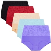 Ketyyh-chn99 Womens Underwear Cotton 2024 Ladies Hipster Breathable Panties Women's 5 Piece Mixed Color Cotton Underwear With High Waisted Underwear Beige,XL