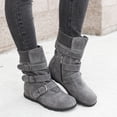 thumbnail image 2 of CEHVOM Women Suede Round Toe Zipper Flat Pure Color Buckle Strap Keep Warm Snow Boots, 2 of 6